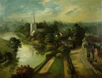 Lot 451 - G Lawton, view of Stratford upon Avon, oil on canvas