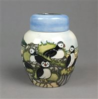 Lot 300 - Moorcroft Puffin ginger jar and cover