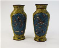 Lot 110 - A pair of Japanese cloisonne vases