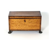 Lot 573 - A 19th Century cross-banded burr walnut tea caddy