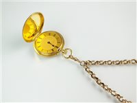 Lot 193 - A ladies yellow metal fob watch and chain
