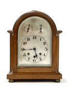 Lot 243 - Three train mantle clock with silvered dial and handle