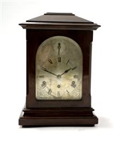 Lot 241 - Three train mantle clock with engraved silver dial