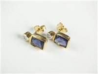 Lot 76 - A pair of tanzanite and diamond earrings