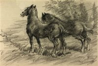 Lot 359 - Anton Lock, horses drawing