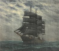 Lot 352 - British school oil of a clipper