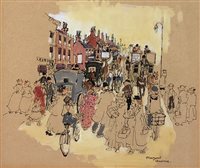 Lot 326 - Margaret Chapman (1914-2000), Busy street scene