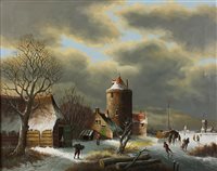 Lot 240 - Dutch winter scene