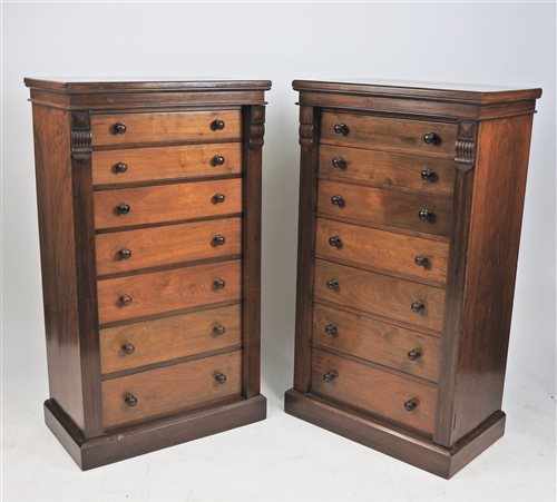 A pair of Victorian walnut Wellington chests 19th century
