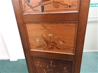 Lot 131 - A three fold Japanese marquetry style room screen