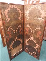 Lot 131 - A three fold Japanese marquetry style room screen