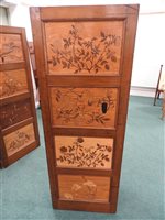 Lot 131 - A three fold Japanese marquetry style room screen