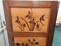 Lot 131 - A three fold Japanese marquetry style room screen