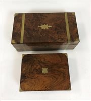 Lot 136 - Two Victorian figured walnut and brass lap desks (2)