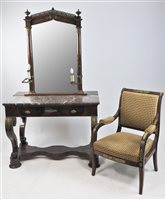 Lot 608 - A Biedermeier mahogany and marble topped dressing table