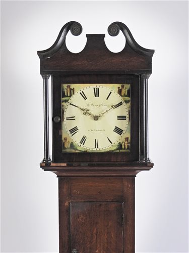 Lot 532 - A George III oak cased cottage  longcase clock