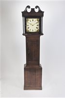 Lot 532 - A George III oak cased cottage  longcase clock