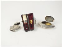 Lot 30 - A collection of snuff boxes, two vesta cases and a cased cheroot