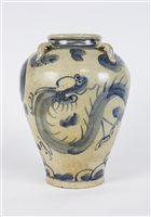 Lot 147 - A Chinese Swatow blue and white dragon jar