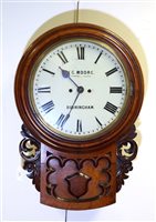 Lot 300 - An early 20th century English oak cased fusee driven wall clock