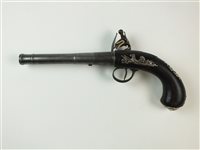 Lot 181 - A 40 bore flintlock hammer action pistol by G. Gill, Richmond