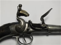 Lot 181 - A 40 bore flintlock hammer action pistol by G. Gill, Richmond