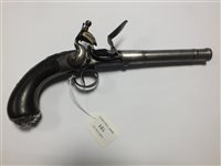 Lot 181 - A 40 bore flintlock hammer action pistol by G. Gill, Richmond