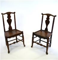 Lot 336 - A harlequin set of six elm and ash panel seat chairs