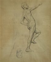 Lot 282 - English School, 20th century, Study of a male nude, drawing, signed Orpen