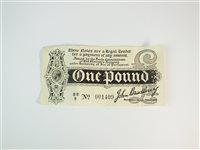 Lot 213 - John Bradbury black and white one pound note