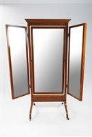 Lot 791 - An Edwardian  satinwood, rosewood crossbanded and boxwood and ebony strung triple cheval mirror