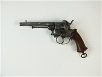 Lot 183 - A Belgian 9mm six-shot pinfire revolver