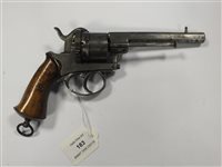 Lot 183 - A Belgian 9mm six-shot pinfire revolver