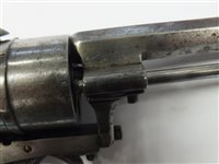 Lot 183 - A Belgian 9mm six-shot pinfire revolver