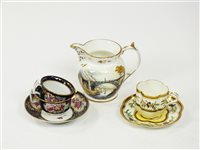 Lot 113 - Two Coalport porcelain trios, miniature Indian Tree wash jug and basin