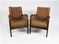 Lot 285 - A pair of beech framed Bergère armchairs