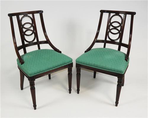 Lot 143 - A set of six French walnut dining chairs