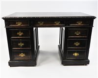 Lot 246 - A late Victorian oak pedestal desk