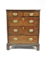 Lot 239 - An oak chest of drawers, 18th century