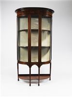 Lot 289 - An Edwardian mahogany boxwood and chequer strung display cabinet