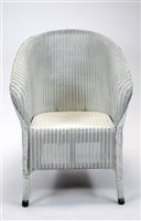 Lot 348 - A white painted Lloyd Loom woven wicker tub chair