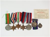 Lot 199 - A group of six WWII medals and a cycling medal