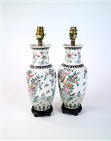 Lot 40 - A pair of porcelain vase lamps