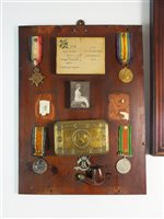 Lot 217 - World War I trio of medals, Christmas 1914 brass tin and a WW2 Defence Medal