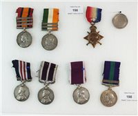 Lot 198 - A group of seven medals and Army Temperance medal India 1897