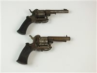 Lot 194 - Two six-shot Belgian revolvers