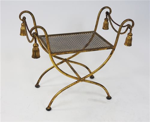Lot 136 - An Italian gold leaf painted wrought iron dressing stool