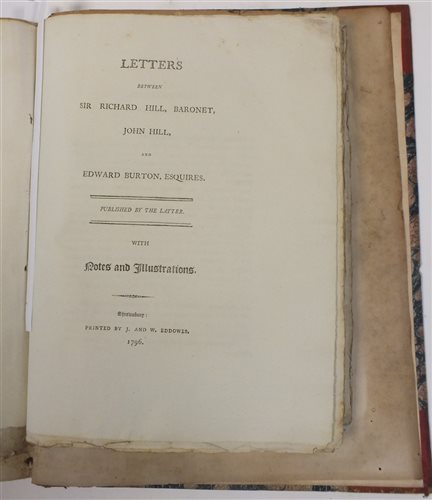 Lot 100 - LETTERS BETWEEN SIR RICHARD HILL, BARONET