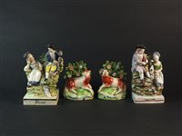 Lot 39 - Two Staffordshire groups of 'Rural' and 'Pastime'
