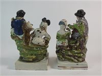 Lot 39 - Two Staffordshire groups of 'Rural' and 'Pastime'